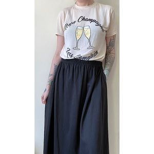 90s Vintage Black Sweatshirt Midi Skirt